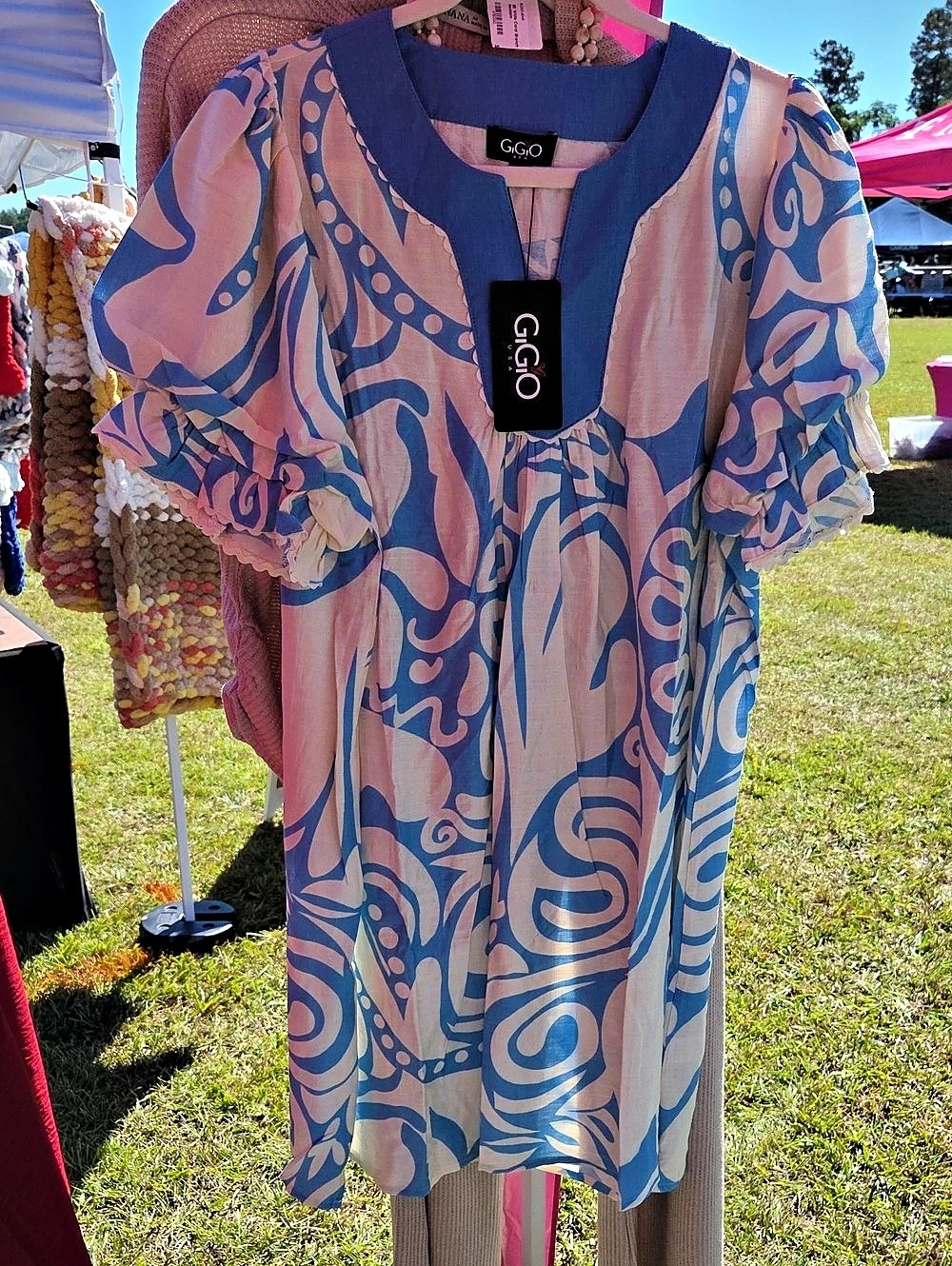 GiGiO Abstract Mini Dress in Pink & Blue NWT